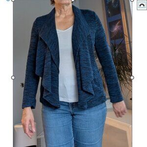 Blue\Black knit drape-front jacket - great with jeans or slacks! M